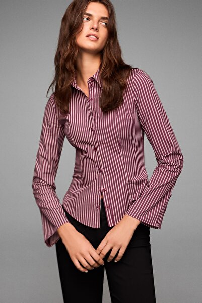 Bershka İspanyol kollu dar kesim gömlek