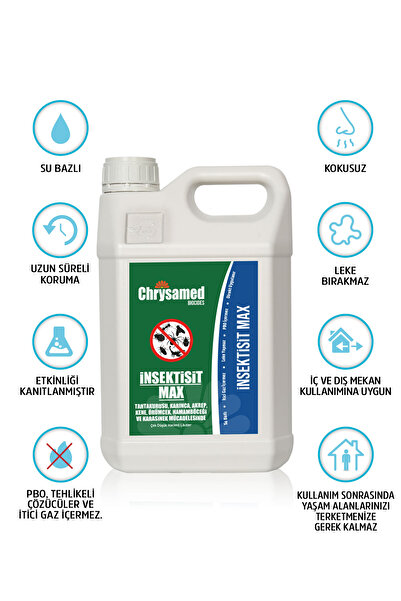 Chrysamed İnsektisit Max 5 Lt Böcek Ilacı Tahtakurusu Karınca Akrep Kene Örümcek Hamamböceği Sinek