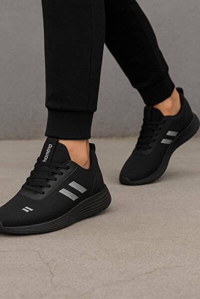 homiro Unisex šněrovací úpletová sportovní obuv Poly Sole-Černá-uzená