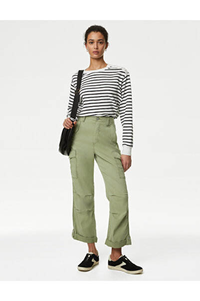 Marks & Spencer Lyocell™ Straight Leg Crop Kargo Pantolon