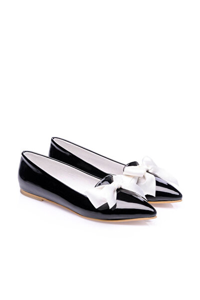 JustBow Women's Daily Black Ballerinas