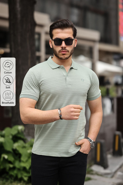 COMBİNE MİCHAİL تي شيرت رجالي من نسيج القطن غير القابل للانكماش بقصة ضيقة