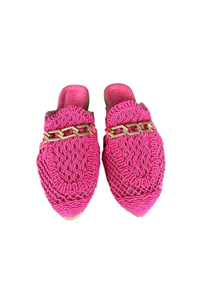 Liger Women's Chain Detailed Patterned Slippers PINK