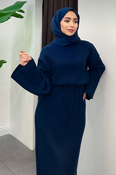 Gülce moda Bağlamalı Oversize Triko Elbise Geniş Kol
