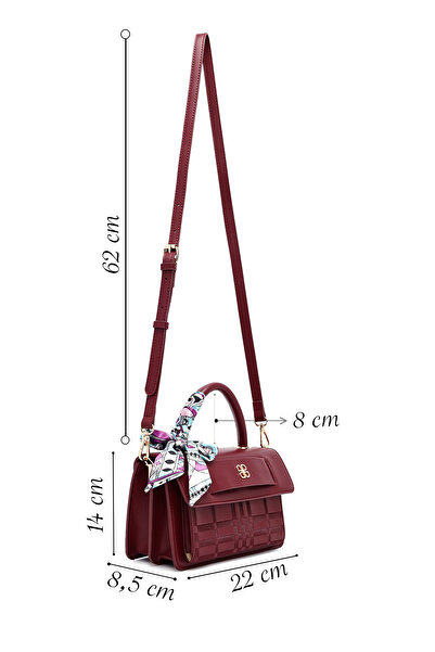 Derimod Women's Burgundy Long Strap Printed Crossbody Bag 25Wbd282126