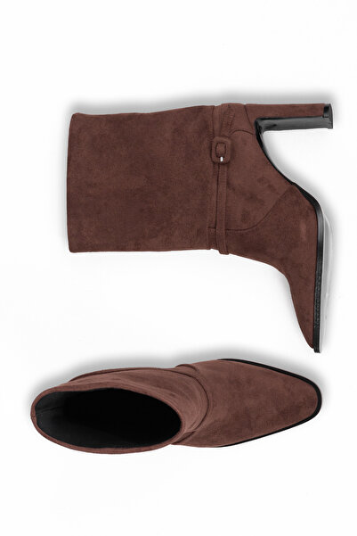 Tasarım Cizme de oraș cu toc gros și vârf ascuțit din piele de căprioară Luxe Motion