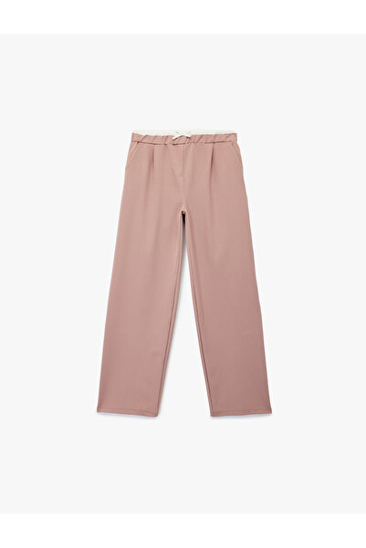 Koton Beli Lastikli Yüksek Bel Basic Geniş Paça Pantolon