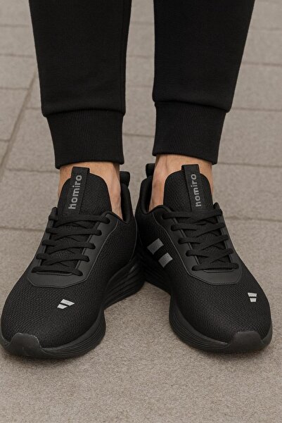 homiro Унісекс трикотажні кросівки на шнурівці з поліестеровою підошвою - чорні-димчасті
