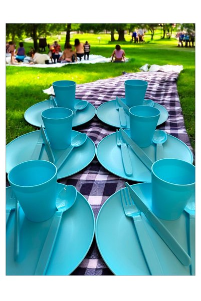 Trend Home Life Lüx 32 Parça Turkuaz Piknik Seti