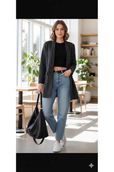 Heyya Дамско жакардово яке с пеперуди от черно до черно