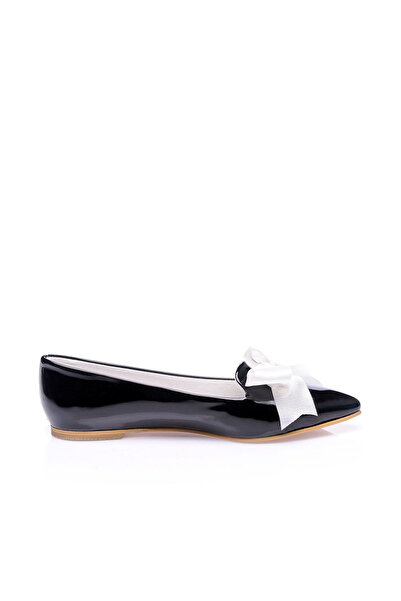 JustBow Women's Daily Black Ballerinas