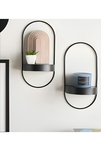 MetaQuartz Aksesuar Siyah 2 adet YENİ Dekor Duvar Rafı - Modern Dekoratif Chakra Dizayn Duvar Rafı