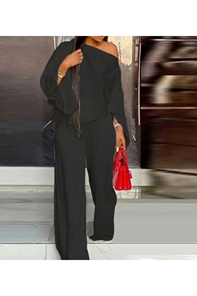 Genel Markalar Kadın Uzun Kollu Tek Omuz Açık Ispanyol Kol Salaş Sandy Ikili Takım