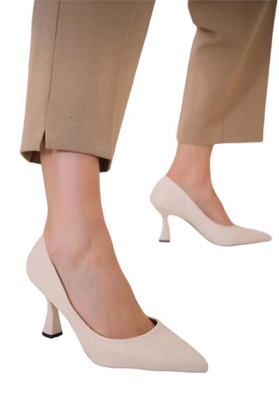 Liger Beige Colored Women's Heeled Shoes - 6 Cm