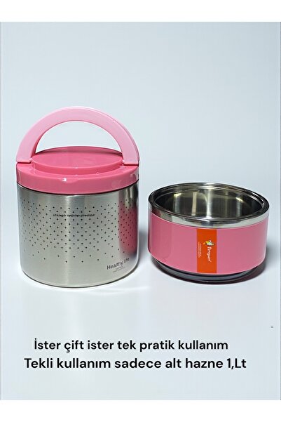 Penguen Steel Food Thermos Vacuum Insulated School Work Camping Travel Nutrition Lunch Box 2-Piece Lunch Box Leak-Proof 1.5Lt