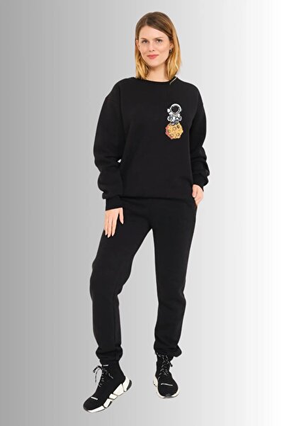 HOFFNUNG طقم سويت شيرت بطبعة "رائد فضاء صغير" من الأعلى إلى الأسفل