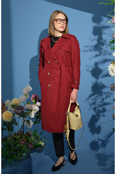 Fatma Atasoy Rüzgarlıklı Trençkot Bordo