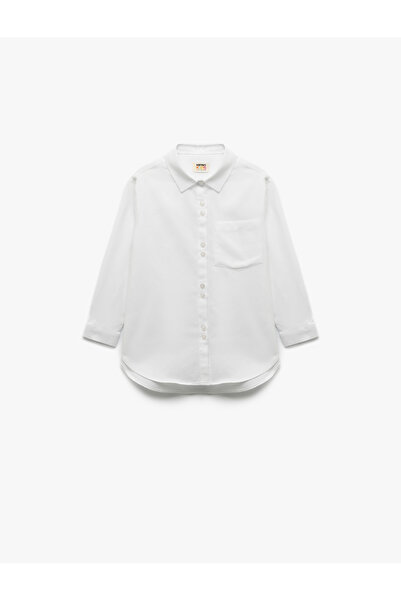 Koton Pamuklu Uzun Kollu Cep Detaylı Basic Okul Gömleği