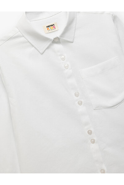 Koton Pamuklu Uzun Kollu Cep Detaylı Basic Okul Gömleği