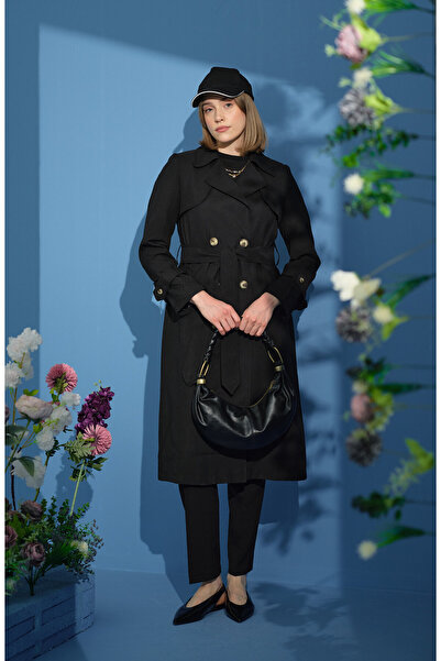 Fatma Atasoy Rüzgarlıklı Trençkot Siyah