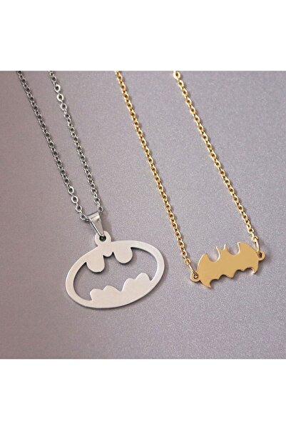 Agai Silver Batman Model Gümüş Sevgili Çift Kolyesi