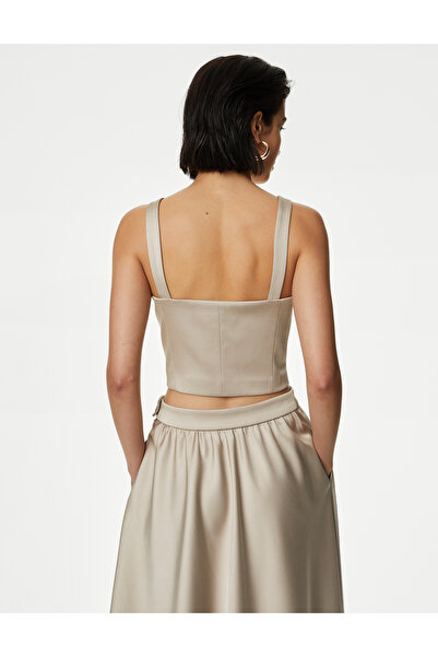 Marks & Spencer Tailored Fit Crop Saten Yelek