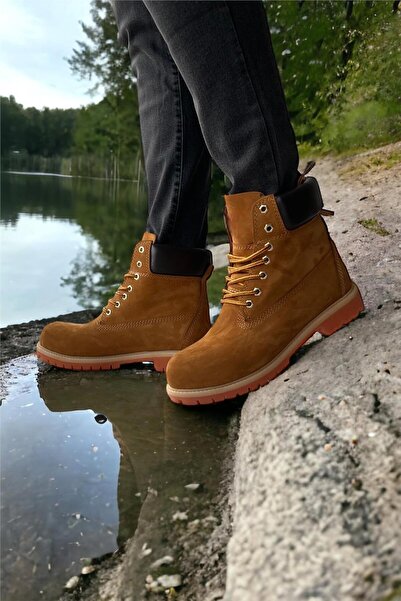 Liger Ανδρικές μπότες Nubuck από γνήσιο δέρμα CINNAMON