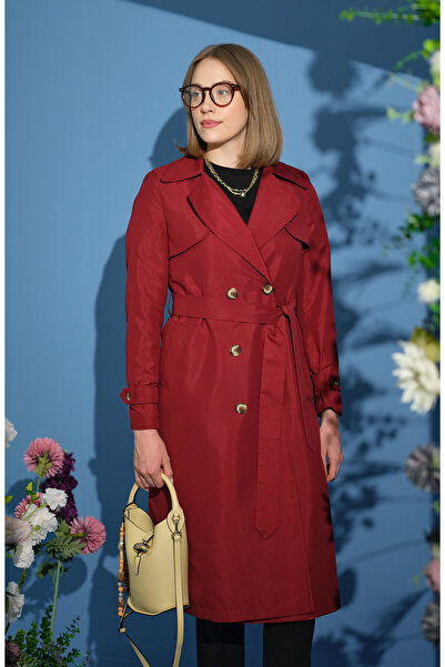 Fatma Atasoy Rüzgarlıklı Trençkot Bordo