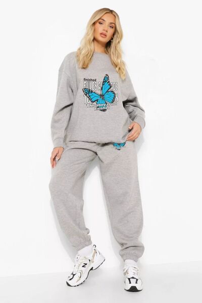 HOFFNUNG Γυναικείο μπλουζάκι με στάμπα με πεταλούδα με λαιμόκοψη στο κάτω μέρ...