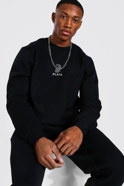 HOFFNUNG Мъжки комплект от суитшърт и долнище с принт PLATO