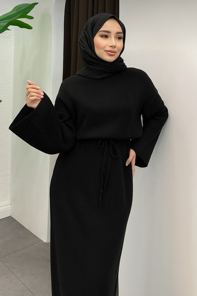 Gülce moda Bağlamalı Oversize Triko Elbise Geniş Kol