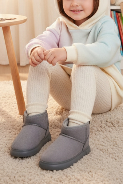Kid's World Çocuk Kürklü Bot – Sıcak Tutan Kaymaz Poli Taban Kışlık Ayakkabı