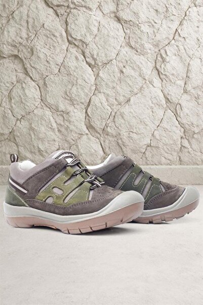 Rakerplus Genuine Leather Khaki Sand Laced Children's Outdoor Shoes