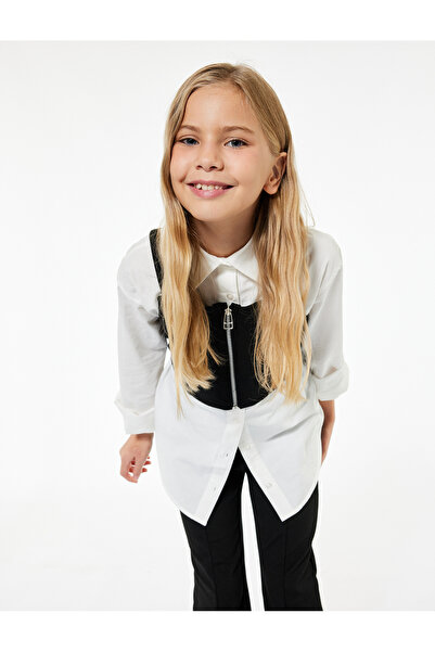 Koton Zippered Strap Top Detailed Cotton Long Sleeve Shirt