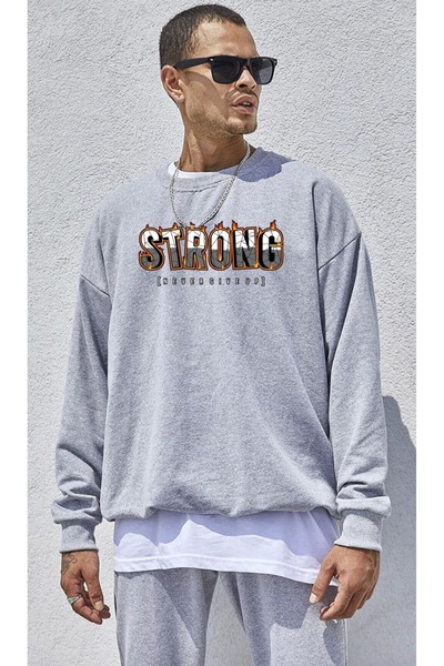 HOFFNUNG Силен анцуг, суитшърт, джоггер - суичър с голяма лента с принт