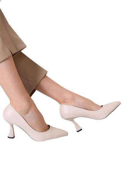 Liger Beige Colored Women's Heeled Shoes - 6 Cm