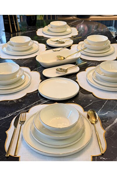 Onedekor 27 Parça Modern Gold Lüks Yemek Takımı