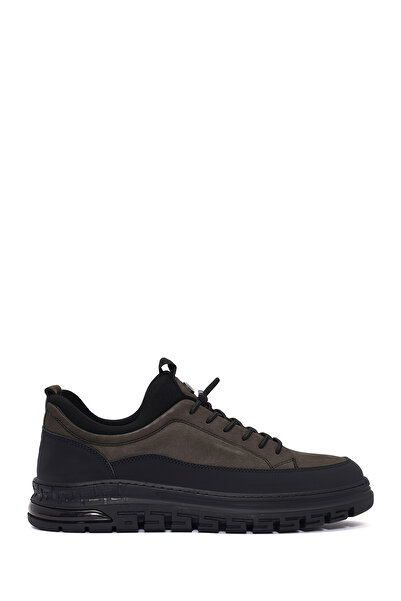 Derimod Men's Gray Lace-Up Nubuck Leather Casual Shoes 25Wfd6767V3