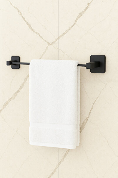 RİYA HOME Kare Yapışkanlı Siyah Uzun Havluluk