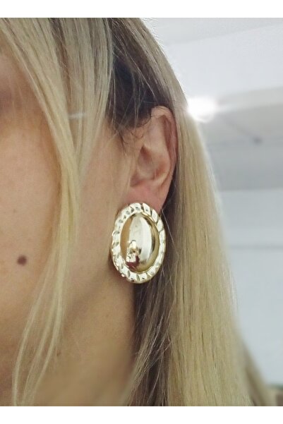 mos&more Gold Oval Büyük Hafif Kadın Küpe