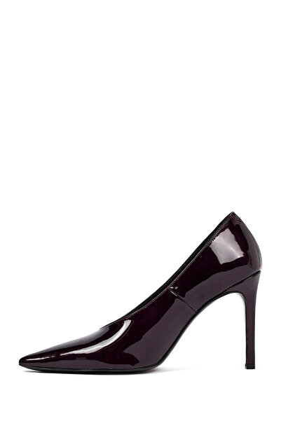 Derimod Kadın Bordo İnce Topuklu Rugan Deri Stiletto,Topuklu Ayakkabı 25AFD162216