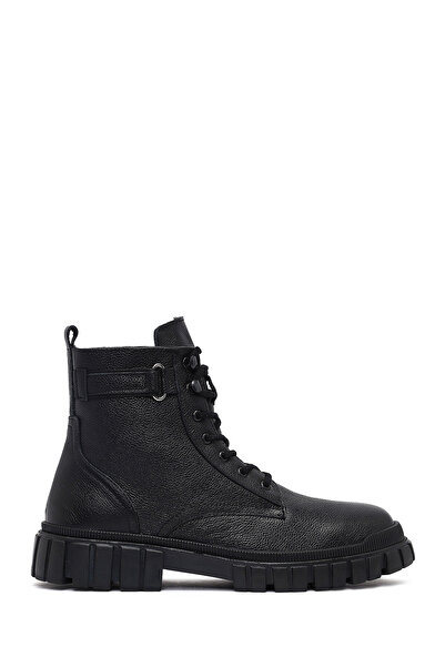 Derimod Men's Black Zippered Leather Casual Boots 25Wfd700818