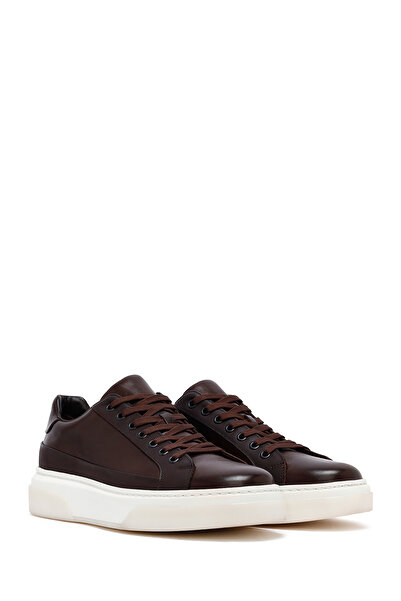 Derimod Erkek Kahverengi Bağcıklı Kalın Tabanlı Deri Sneaker,Kışlık Spor Ayakkabı 25WFD610918