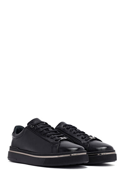 Derimod Erkek Siyah Bağcıklı Deri Sneaker,Kışlık Spor Ayakkabı 25WFD654618