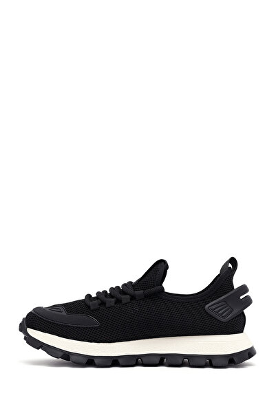 Derimod Zero Erkek Siyah Bağcıklı Kalın Tabanlı Kumaş Sneaker 25SFD69406F