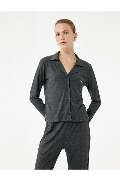 Koton Set de pijamale cu mâneci lungi, cu guler clasic, cu nasturi