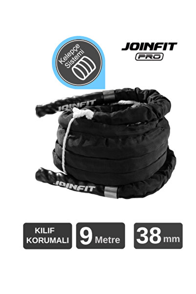 JOINFIT Pro Crossfit Halatı 9 Metre 38mm Siyah Kılıf Korumalı