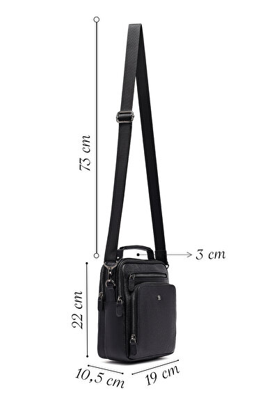 Derimod Men's Black Long Strap Leather Handbag 25Sbd3531Ft