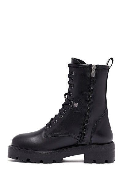Derimod Kadın Siyah Fermuarlı Deri Postal Bot 25WFD186218