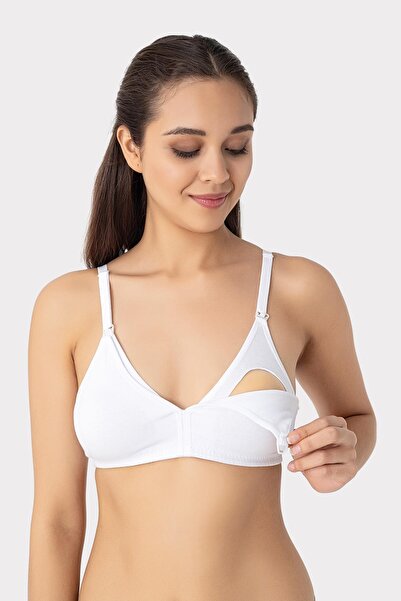 Arma Yıldız Σουτιέν εγκυμοσύνης και θηλασμού 3 τεμαχίων, λευκό, βαμβακερό, ελαστικό, άνετο, χωρίς καλώδια, χωρίς μπουστάκια